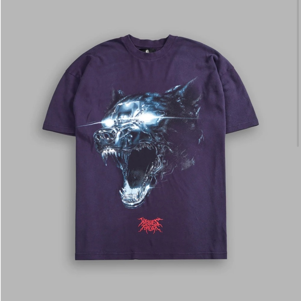 CHROME WOLF "PREMIUM" OVERSIZED TEE IN PHANTOM PURPLE INVERTED SUN FADE
